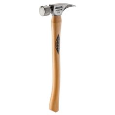 the hammer is made from wood and has a metal handle