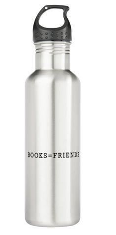 a stainless steel water bottle with the words books - friends on it's side