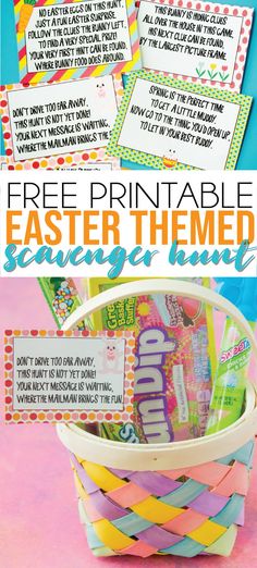 an easter basket filled with candy and free printables