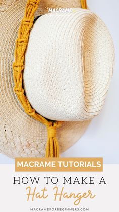 Mustard Yellow Macrame Hat Hanger on the wall - pattern for beginners Hat Macrame Hanger, Simple Macrame Hat Hanger, Macrame Door Hanger, Macrame Hat Band Tutorial, Macrame Cowboy Hat Holder