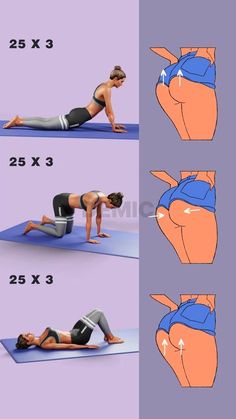 a woman is doing yoga poses on her stomach and back, with the instructions below