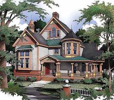 this is an artist's rendering of a victorian style house