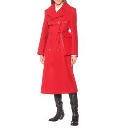 Edgy Knee-high Boots For Workwear In Fall, Designer Winter Workwear Heeled Boots, Designer Winter Heeled Boots For Work, Designer Heeled Boots For Winter Workwear, Designer Heeled Boots For Work In Winter, Leather Over The Knee Boots, Balenciaga Leather, Red Trench Coat, Wool Trench Coat