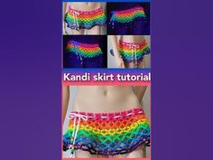 Kandi Garter Tutorial, Kandi Tie Tutorial, 3d Kandi Cuff Tutorial, Kandi Skirt, Kandi Tutorial, Gir Kandi Cuff Pattern, Candy Clothes, Crafts To Do When Your Bored