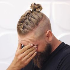 Man Braid, Man With Long Hair, Rasta Hair, Men's Cuts, Braided Top Knots, Beard Haircut