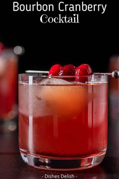 Bourbon Cranberry Cocktail | Dishes Delish Burbon Drinks, Bourbon Mixed Drinks, Manly Cocktails, Ginger Beer Drinks, Bourbon Drinks Recipes, Cranberry Cocktail Recipe, Painkiller Cocktail, Ginger Beer Cocktail, Bourbon Cocktail Recipe