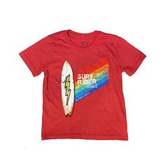 Californian Vintage Boys Surf Rider Short Sleeve Tee in Red. Vintage Surf, Vintage Boys, Red Tee, Vintage Kids, Kids Branding, Vintage Children, Short Sleeve Tee, Surfing, Mens Graphic Tshirt