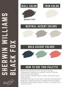 the different shades of paint that are used in this painting project, including black and white