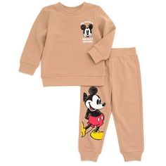 Dress your little one in this adorable outfit and get ready for a day filled with Disney magic. This cute and stylish set comes with a soft sweatshirt and comfy matching pants featuring adorable art of your favorite classic Disney characters. Watch your child go on adventures with characters like Mickey Mouse, Simba, Timon, and Pumbaa. With such timeless and classic characters on their side, your little one is sure to shine! Size: 18 Months.  Color: Brown.  Gender: male.  Age Group: infant. King Mickey, Fleece Outfit, Classic Disney Characters, Cozy Winter Outfits, Disney Lion King, Boys Fleece, Disney Sweatshirts, Stylish Pants, Girls Fleece