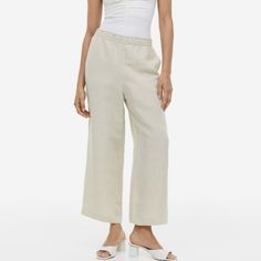 H&M Linen Blend Nwt Wide Leg Pull On Pants Crop Ankle Xxl Excellent Condition With No Stains Or Flaws. Brand New With Tags. Linen/Viscose Blend In A Neutral Sand Color. Stretch Elastic Pull On Waistband Side Pockets. Coastal Grandma Beach Beachy Cottagecore Lagenlook Casual Minimalist Natural. Flat Lay Measurements: Waist 22” Rise 14” Inseam 27” We Are A Smoke Free, Pet Friendly Home. H&m Relaxed Fit Bottoms With Elastic Waistband, H&m Bottoms With Elastic Waistband And Relaxed Fit, Relaxed Fit Bottoms With Elastic Waistband By H&m, H&m Relaxed Fit Bottoms For Summer, H&m Casual Ankle-length Pants, H&m High Waist Beige Bottoms, H&m Bottoms With Elastic Waistband For Summer, H&m Casual Loungewear Pants, Casual H&m Loungewear Pants