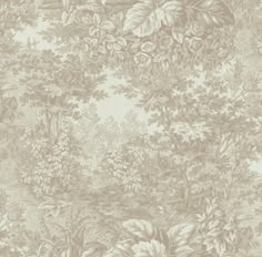 an old wallpaper with trees and flowers on it