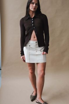 Geel hawkins paneled layered mini skirt in cream denim.  this skirt is made from medium weight undyed natural denim.    100% cotton. Layered Mini Skirt, White Skirts, Medium Weight, Mini Skirt, Personal Style, Mini Skirts, Skirt, Cream, White