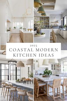 coastal modern kitchen ideas with white walls and wood floors