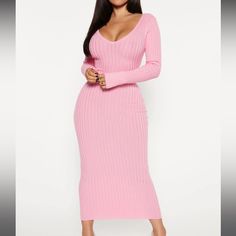 Brand New With Tags! This Item Is Very Stretchy! Size Small But Fits A Medium. Model Pictures From Website Attached Above. Kallan Knit Dress, Multicolor Maxi Dress, Pink Sweater Dress, Ombre Maxi Dress, White Lace Wedding Dress, Ankle Dress, Dresses Fashion Nova, Ribbed Sweater Dress, Long Sweater Dress