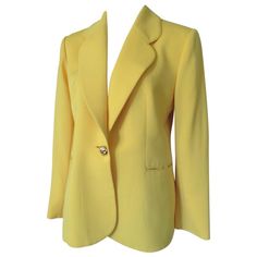 Check out this item from 1stdibs! Christian Dior Paris Yellow Blazer: https://www.1stdibs.com/id-v_6097191 Dior Clothing, Dior Boutique, Christian Dior Paris, Dior Paris, Yellow Blazer, Vintage Christian Dior, Vintage Blazer, Luxury Dress, Color Dorado