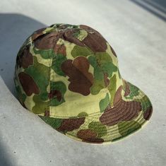 This A3 cap is made from very rare 78 years old USMC shelter half with Frog Skin Camouflage pattern. I'm inspired by its history and I aim to repurpose the rare materials to one of a kind cap. Limited stock only! Vintage Fitted Hat For Outdoor, Vintage Khaki Hats With Curved Brim, Green Military Style Baseball Cap With Flat Bill, Vintage Khaki Baseball Cap, Vintage Khaki Cap, Camo Flowers, Vintage Six-panel Outdoor Hat, Vintage Six-panel Baseball Cap For Outdoor, Military Style Green Flat Cap