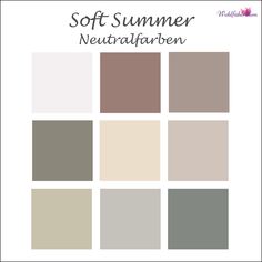 Der Soft Summer Farbtyp - Merkmale und Tipps für Farben Soft Summer Style Guide, Neutral Summer Palette, Soft Summer Neutral Color Palette, Neutrals For Soft Summer, Soft Summer Neutrals Color Palettes, Soft Summer Winter Wardrobe, Summer Mute Color Palettes, Soft Summer Moodboard, Soft Summer Color Outfits