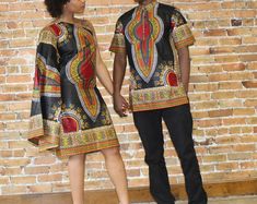 Set of 2 Madiha African Print Kimono Ankara Jacketankara | Etsy Couples Clothes, Traditional African Clothing, Couples Outfit, African Fashion Designers, Family Couple, African Maxi Dresses, Man Shirt