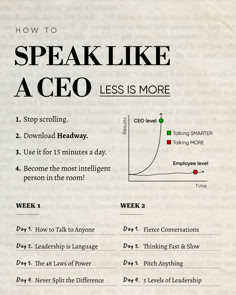 a page from a book with instructions on how to speak like a ceco less is more