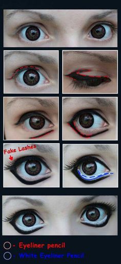 Anime Make-up, Fantasy Make-up, Halloween Make-up Looks, Scary Doll, Manga Eyes, Make Up Tutorials, Halloween Tutorial, Anime Makeup, Doll Halloween