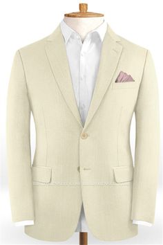 BradyMensuit made this Cream Formal Mens Suit Wedding Tuxedo | SHOPBOP Groom Bride Mens Blazer Suit with rush order service. Discover the design of this Champagne Solid Notched Lapel Single Breasted mens suits cheap for prom, wedding or formal business occasion. Men Blazer Outfit, Men Suit Wedding, Tan Brogues, Cream Suit, Royal Blue Suit, Man Blazer, Tuxedo Wedding, Crisp White Shirt, Linen Suit