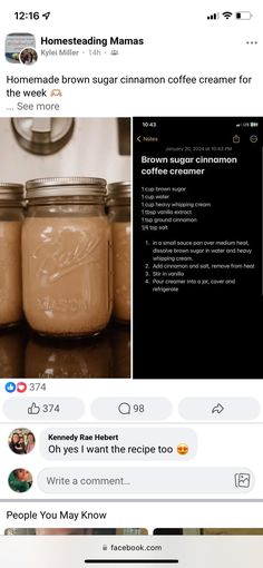 an instagram page with two jars of coffee