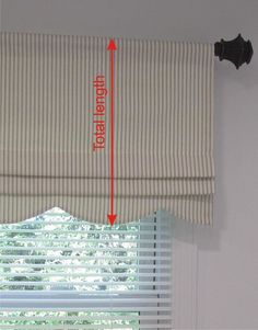 an image of a window with measurements for the blind in front of it that is closed