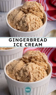 two white bowls filled with gingerbread ice cream