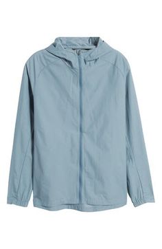 Light and packable, this hooded jacket has a barely there feel that's water-repellent and tucks away in small bags so you always have a just-in-case layer. Front zip closure Three-panel hood Partial elastic cuffs Wind-resistant 50-denier ripstop shell Durable water-repellent (DWR) finish Unlined 55% nylon, 45% recycled nylon Machine wash, line dry Imported Lightweight Hooded Sporty Outerwear, Spring Athleisure Nylon Hooded Jacket, Spring Travel Windbreaker With Adjustable Hood, Blue Windproof Outerwear For Spring, Spring Nylon Windbreaker For Rainy Weather, Spring Blue Windproof Outerwear, Lightweight Hooded Casual Windbreaker, Lightweight Casual Hooded Windbreaker, Casual Lightweight Waterproof Windbreaker