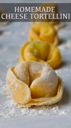 homemade cheese tortellini with powdered sugar on the top and in the middle