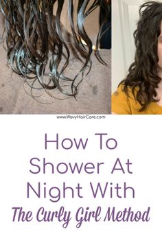 How to follow the curly girl method while showering at night and having wavy hair. Plus, why you shouldn't go to bed with wet hair, and what to do instead. What To Do With Wet Curly Hair Overnight, Nighttime Wavy Hair Routine, Going To Bed With Wet Curly Hair, Bed Hairstyles Overnight Hair Curly, Sleep With Wet Hair Curls, Washing Curly Hair At Night, How To Make Wavy Hair Curlier, Sleep With Wet Hair Tips, Bedtime Curly Hair Routine