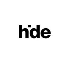 the word hide is written in black on a white background