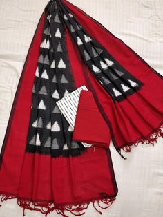 double ikkat designer cotton dress material collection | ElegantFahionWear Simple Dress, Saree Blouse Designs, Saree Blouse