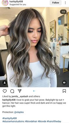 Brunette Ashy Highlights, Ash Highlights For Dark Brown Hair, Asian Blonde Highlights, Ashy Brown Hair With Highlights, Ashy Blonde Highlights, Ash Balayage, Ash Blonde Hair Balayage, Ash Brown Hair Color, Baylage Hair