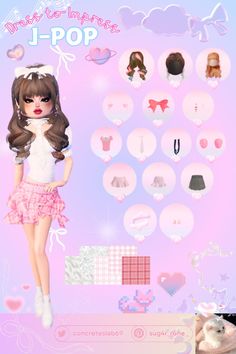 Dress to Impress (DTI) J-Pop Guide, inspired by NiziU Dress To Impress Theme J-pop, Pop Dress To Impress, J-pop Dti Outfit, Dress To Impress J Pop Theme, Dti Theme J-pop, My Idol Dti Outfits, J Pop Dti Outfit, J Pop Dress To Impress Outfits, Jpop Outfits