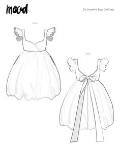 an image of a dress with bows on the front and back, in black and white