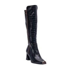 Very Stylish And Fashionable Women Boots. It Is Warm And Suitable To Wear In The Winter, Spring, And Fall. The Boot Is Made Of Leather. It Is Knee High Tall With Zipper On The Side, And It Has Crocodile Prints On The Surface. Its Heels Are 2.75 Inches Tall Available In Various Sizes Winter Boots Women, Knee High Boots, Winter Boots, Black Knee High Boots, Black Boots For Women, Fall Boots, Womens Fashion Boots, Black Leather Boots, Long Boots, Tall Boots, Womens Western Boots, Crocodile Boots Chic Crocodile Pattern Boots For Fall, Leather Boots With Crocodile Pattern For Work, Leather Crocodile Pattern Boots For Work, Chic Winter Boots With Crocodile Pattern, Black Crocodile Pattern Boots For Party, Elegant Leather Heeled Boots With Crocodile Pattern, Boots For Women Fall, Formal Fitted Knee-high Boots With Zipper Closure, Chic Knee-high Boots With Block Heel And Zipper Closure