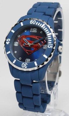 Superman Man of Steel Watch Blue (MOS8005) - SuperheroWatches.com Superman Watch, Watches Logo, Superman Man Of Steel, Red Watch, Superman Logo, Limited Edition Watches, Man Of Steel, Classic Watches, Glass Crystal