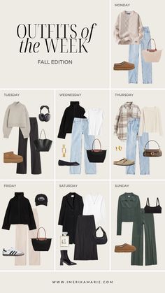 autumn fits Outfits Of The Week, Capsule Wardrobe Casual, Capsule Wardrobe Women, Capsule Wardrobe Outfits, Fashion Capsule Wardrobe, Skandinavian Fashion, Winter Fashion Outfits Casual, Capsule Outfits, Weekly Outfits