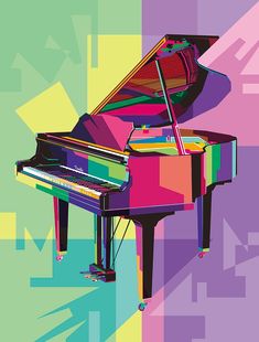 a colorful piano is shown in this artistic photo