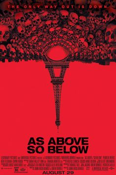 a movie poster for the film as above so below, with skulls in the background