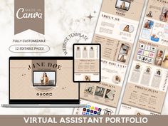 "This professionally crafted Canva template for Virtual Assistants & Freelancers is the perfect platform to introduce yourself and exhibit your exceptional services to potential clients. It highlights why brands should hire a virtual assistant and how you can help them grow their business.  This template allows you to craft your portfolio website within minutes and still showcase your work in a professional and visually impressive way! ★ THIS PRODUCT IS FOR YOU IF YOU'RE: ✔ Virtual Assistant ✔ Marketing Agency ✔ Freelancer ★ WHAT'S INCLUDED: ✔ 1 PDF file: Link to Canva template and detailed instructions on how to edit the template ✔ 1 ZIP file: (FREEBIE! ♥) A pack of over 90+ social media icons to easily customize your website  ✔ Uniquely designed and fully customizable 12-Paged Canva Webs Virtual Assistant Portfolio Website Design, Freelance Portfolio, Virtual Assistant Portfolio, Virtual Assistant Portfolio Example, Portfolio Samples, Virtual Assistant Tools, Best Landing Page Design, Website Templates, Website Logo Design