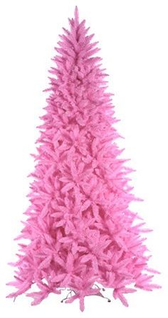 a pink christmas tree is shown against a white background