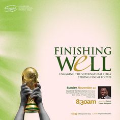 the poster for finishing well with two hands holding up a soccer ball