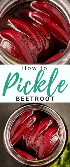 pickle beetroot in a jar with text overlay that reads how to pickle beetroot