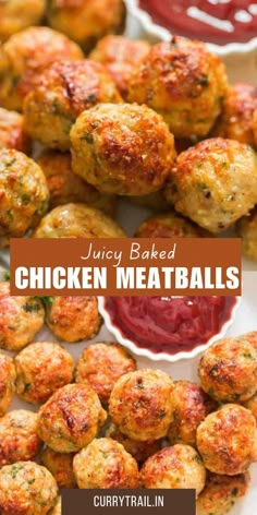 chicken meatballs with ketchup on the side