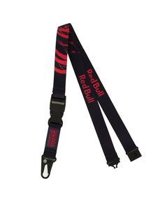 a red and black lanyard strap with the words, respect in red on it