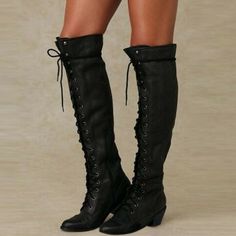 European sizes 35-43 will be available. Women boots. Material: PU.. Sole with rubber. Colors: black. Brand new product. We can ship to worldwide. Quality guaranteed. Free shipping. Fitted Lace-up Martin Boots For Winter, Fitted Lace-up Martin Boots For Fall, Lace-up Heeled Boots For Winter, Knee-high Lace-up Boots For Fall, Gothic Lace-up Knee-high Boots For Fall, Winter Lace-up Heeled Boots, Trendy Wide Calf Lace-up Boots, Wide Calf Lace-up Mid-calf Boots For Fall, Trendy Lace-up Mid-calf Boots