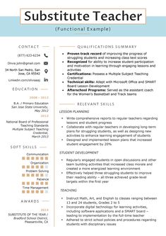 a professional resume template for teachers with an orange and blue border on the bottom corner