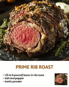 the prime rib roast has been cooked and is ready to be served for dinner or as an appetizer